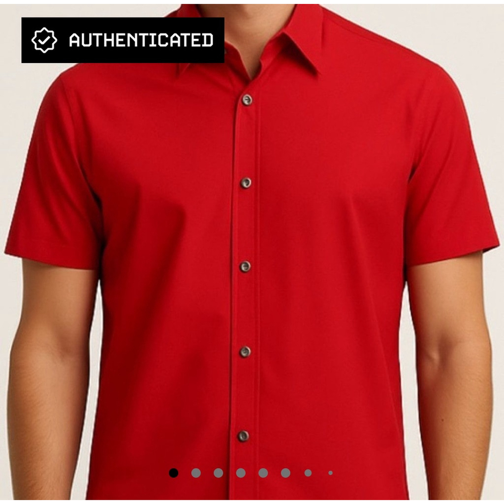Rare Prada Red Short Sleeve Tech Poplin Shirt – Made in Italy – Size 48 / US Me